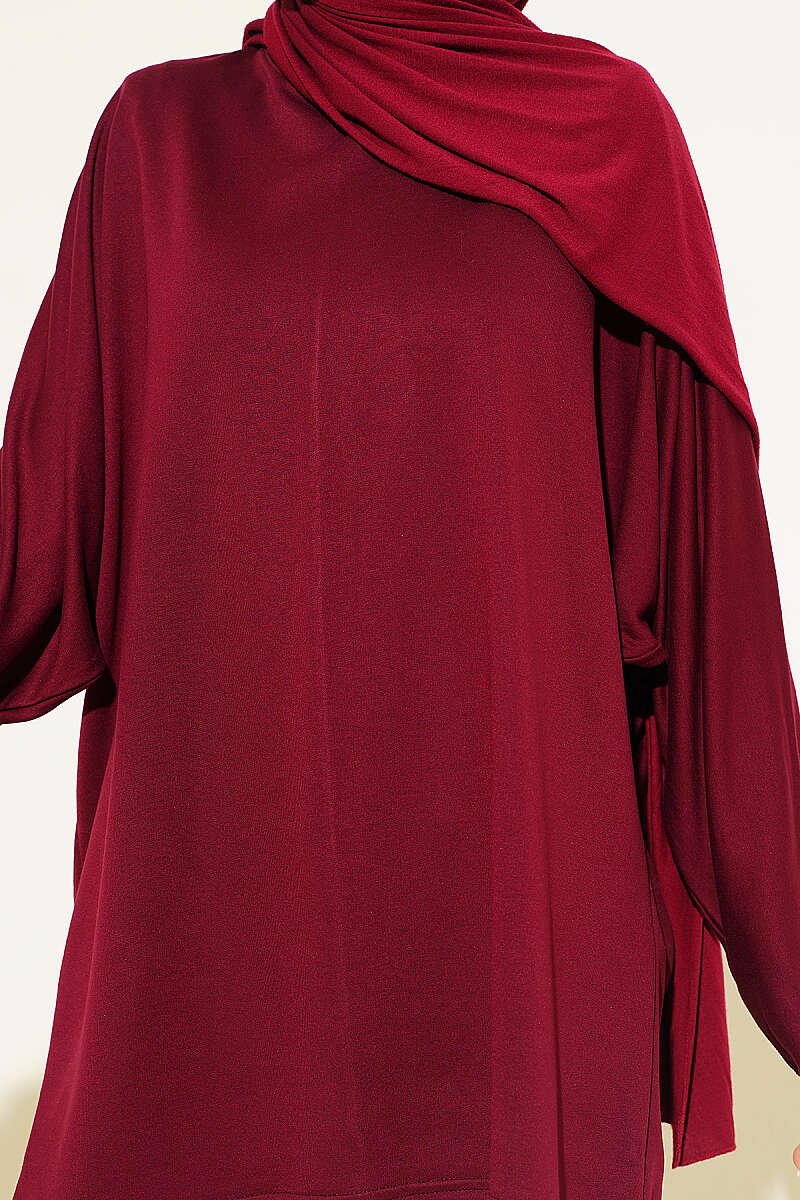 Basic Batwing Loycha Tunic - Burgundy