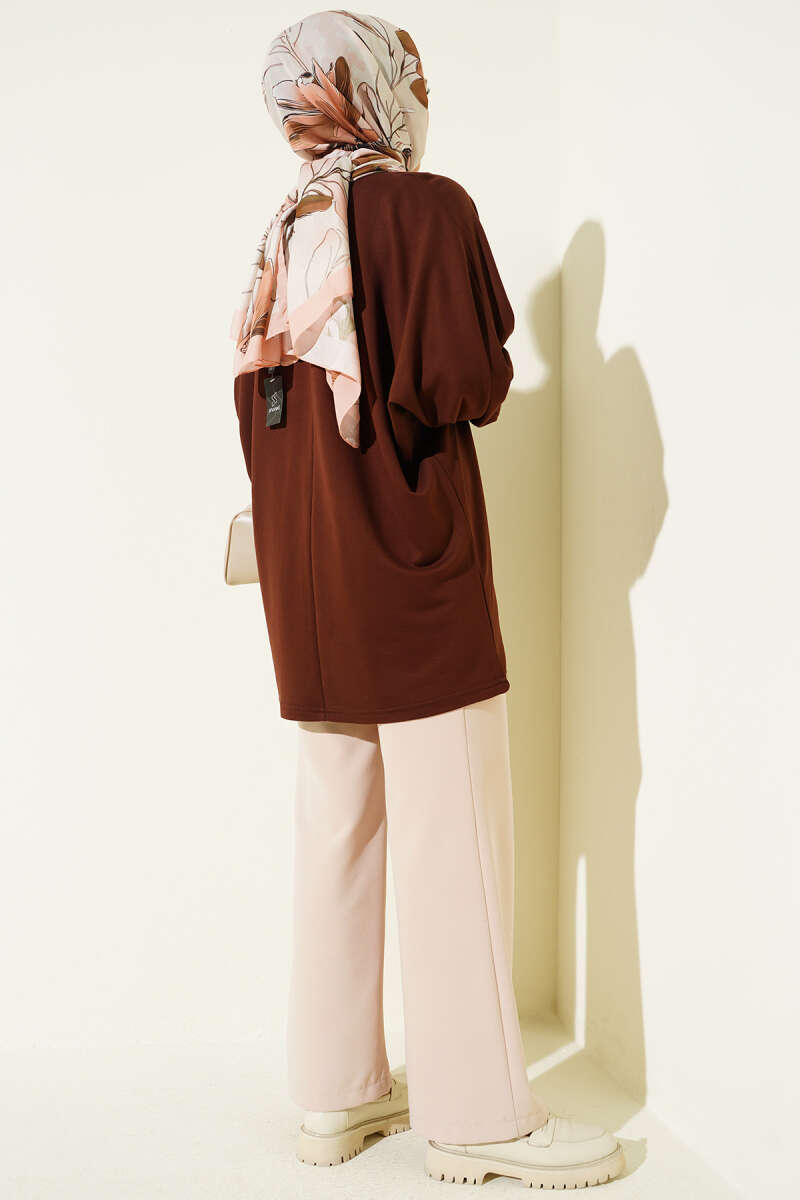 Basic Batwing Loycha Tunic - Brown