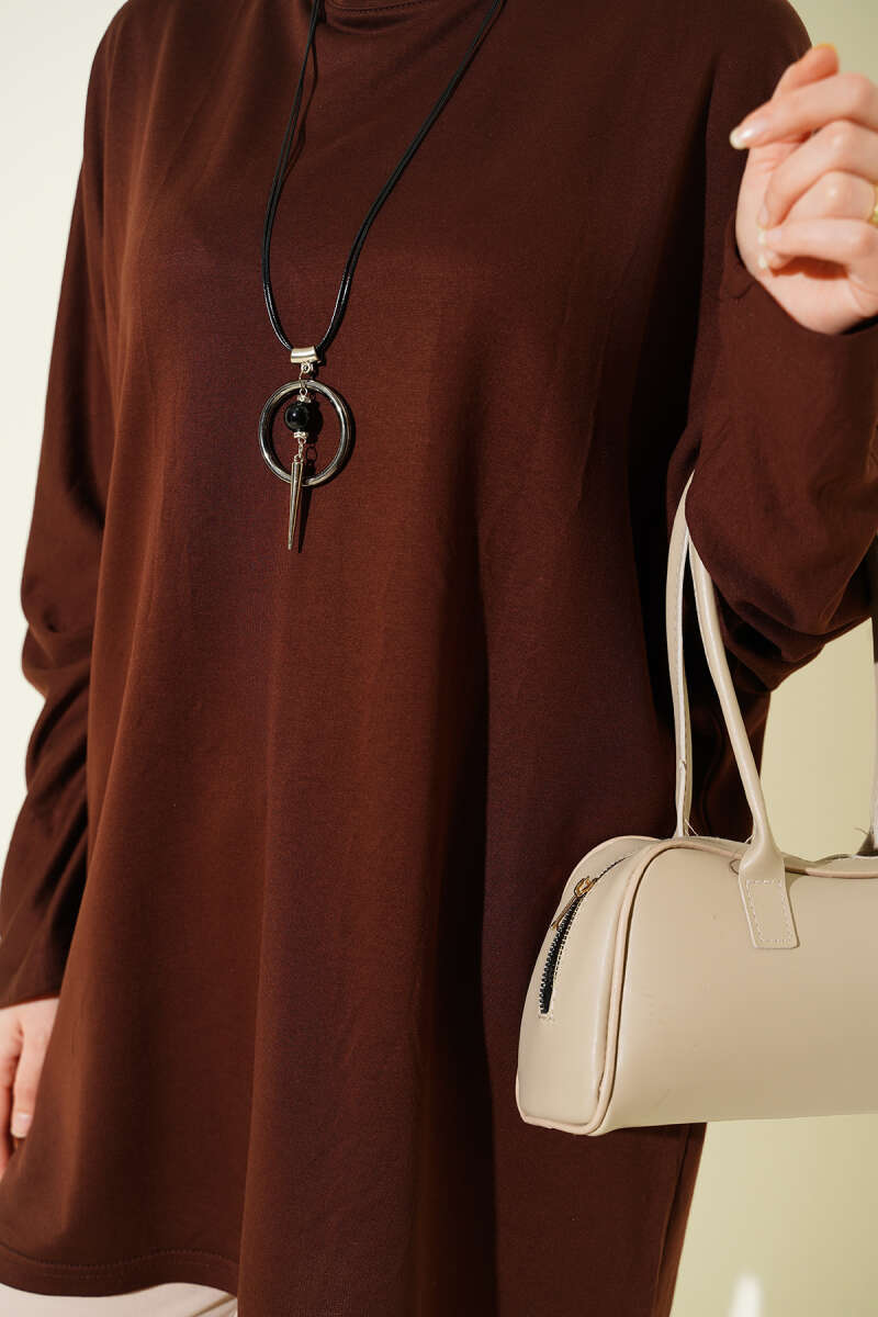 Basic Batwing Loycha Tunic - Brown