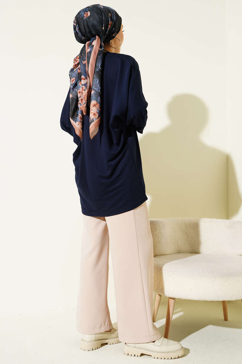 Basic Batwing Loycha Tunic - Navy