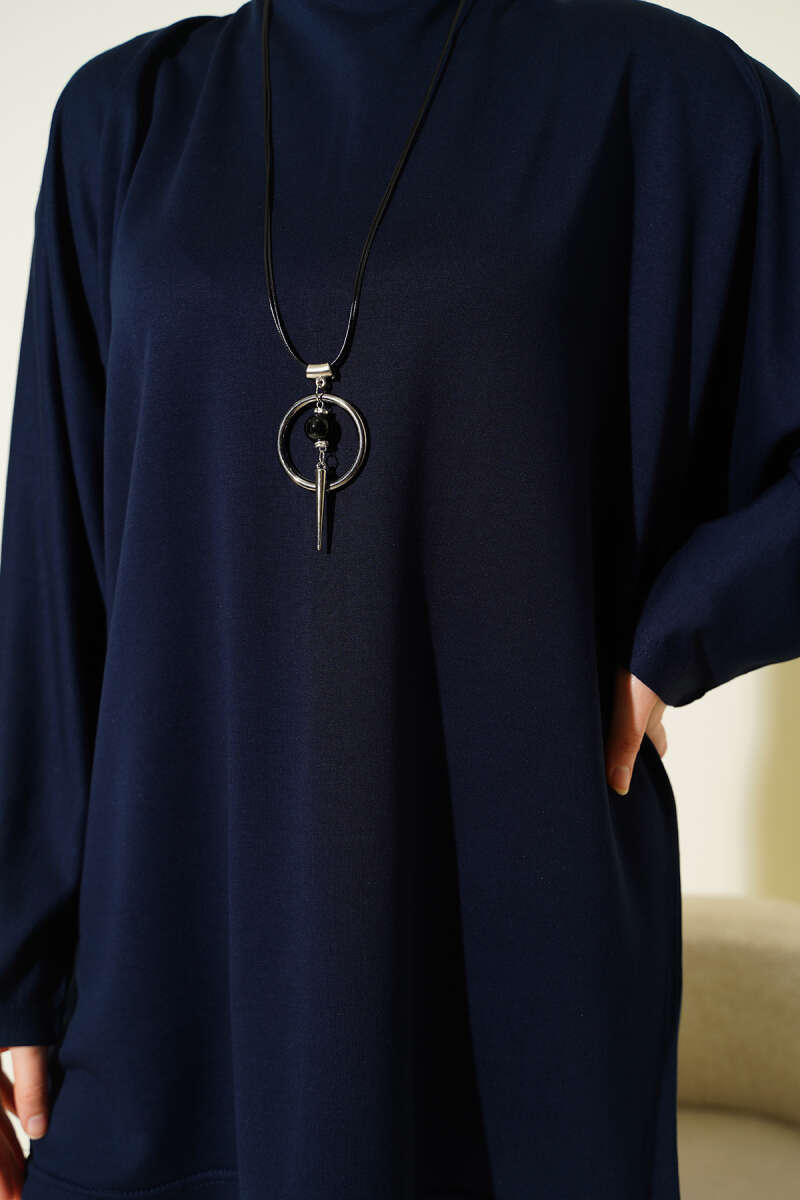 Basic Batwing Loycha Tunic - Navy