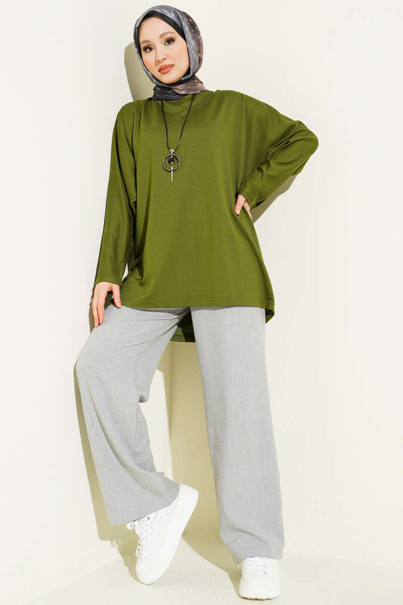 Basic Batwing Loycha Tunic - Green
