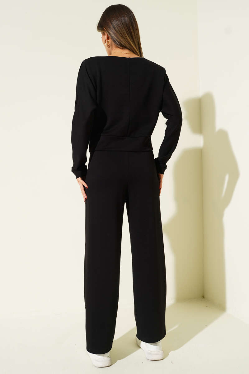 Loycha Two-Piece Set with Batwing Top - Black