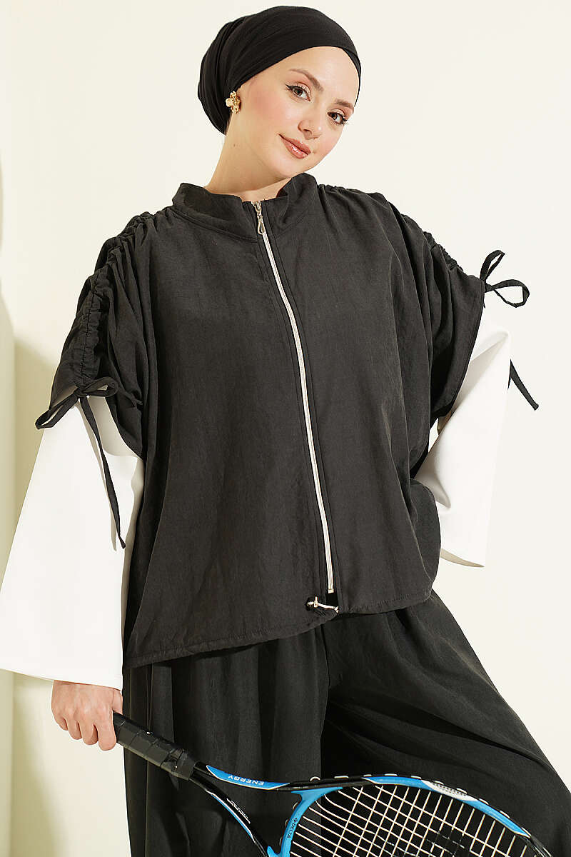 Loose Batwing Three-Piece Set - Charcoal