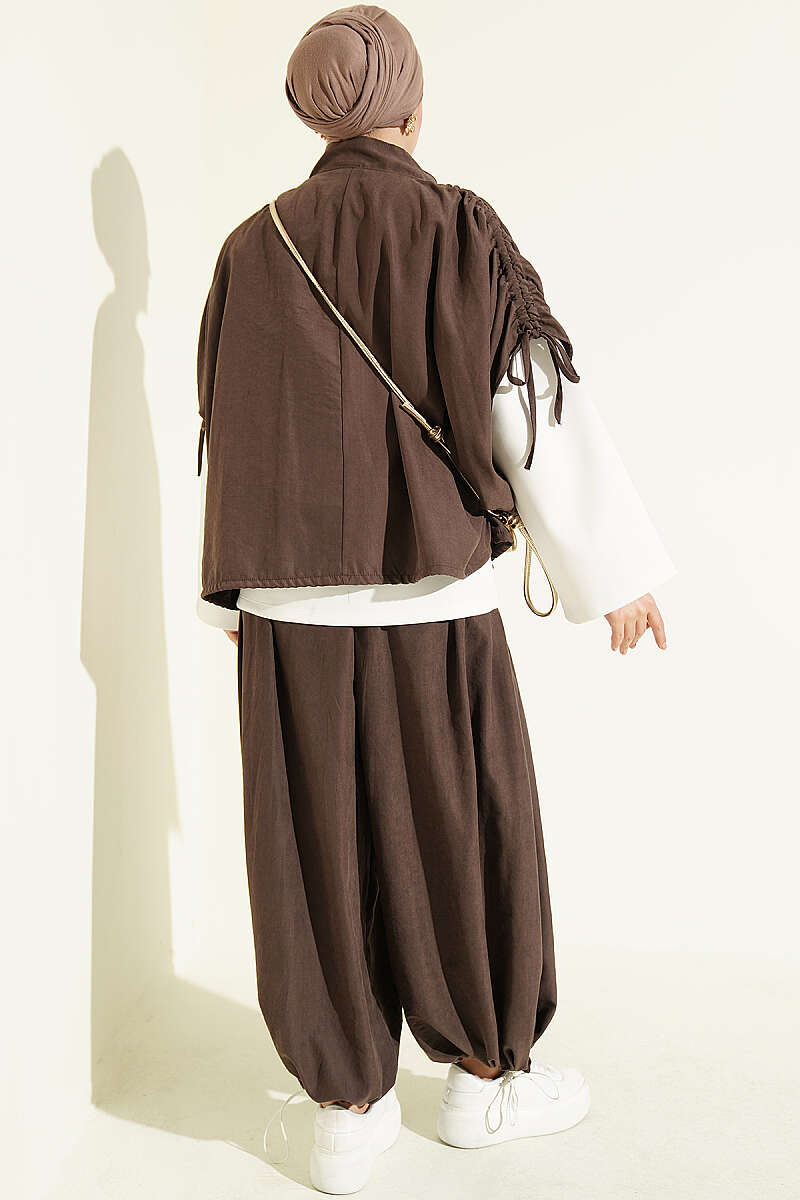 Loose Batwing Three-Piece Set - Brown