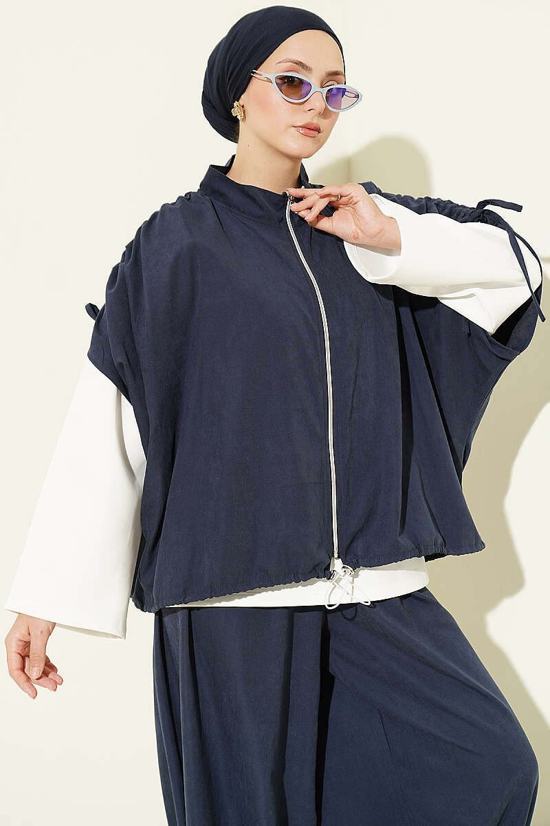 Loose Batwing Three-Piece Set - Navy
