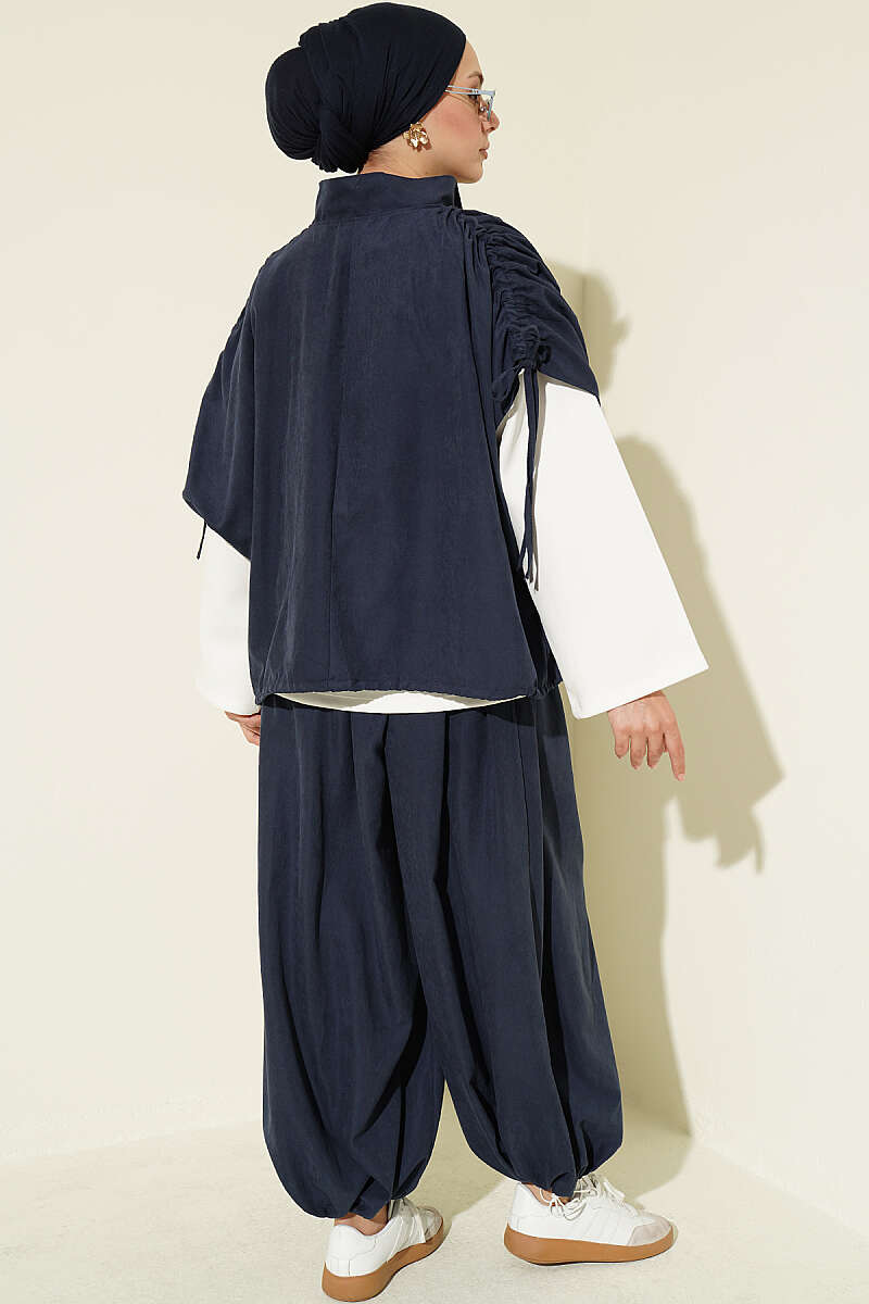 Loose Batwing Three-Piece Set - Navy
