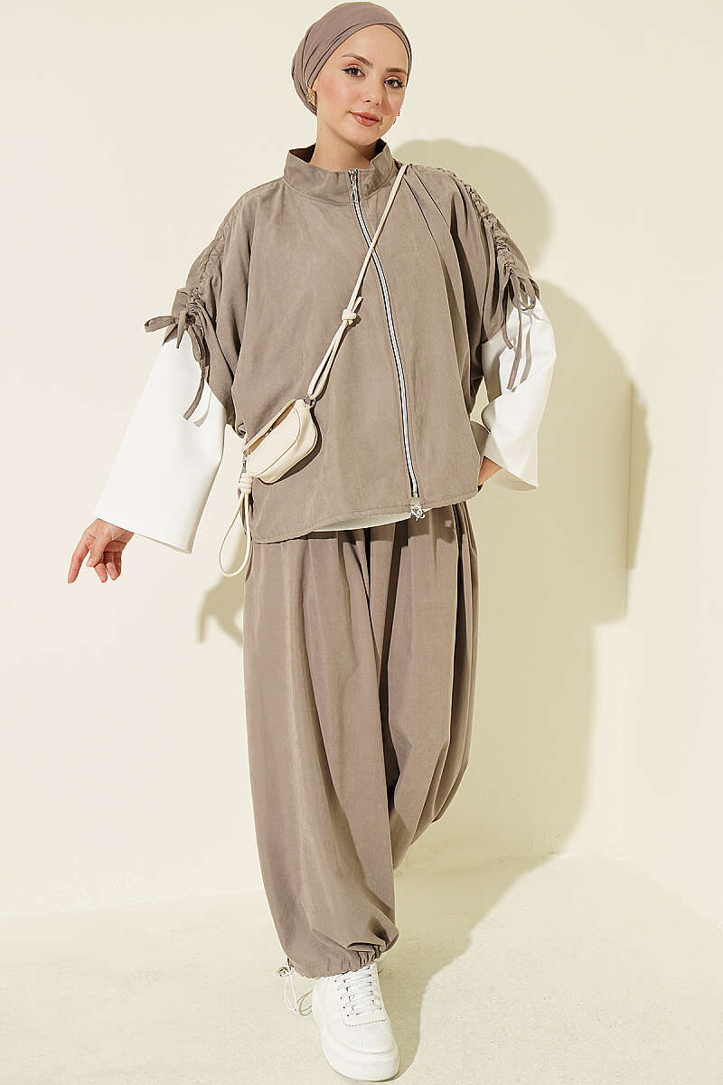 Loose Batwing Three-Piece Set - Mink