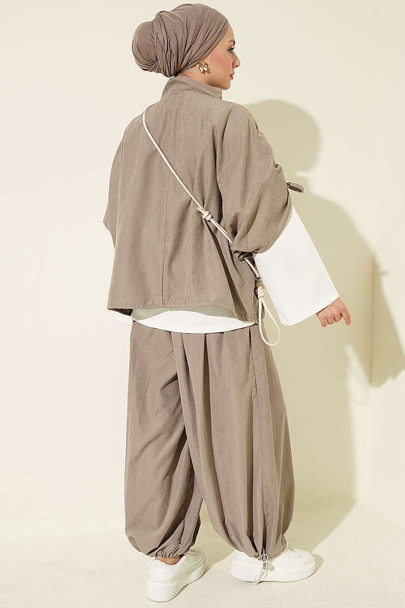 Loose Batwing Three-Piece Set - Mink