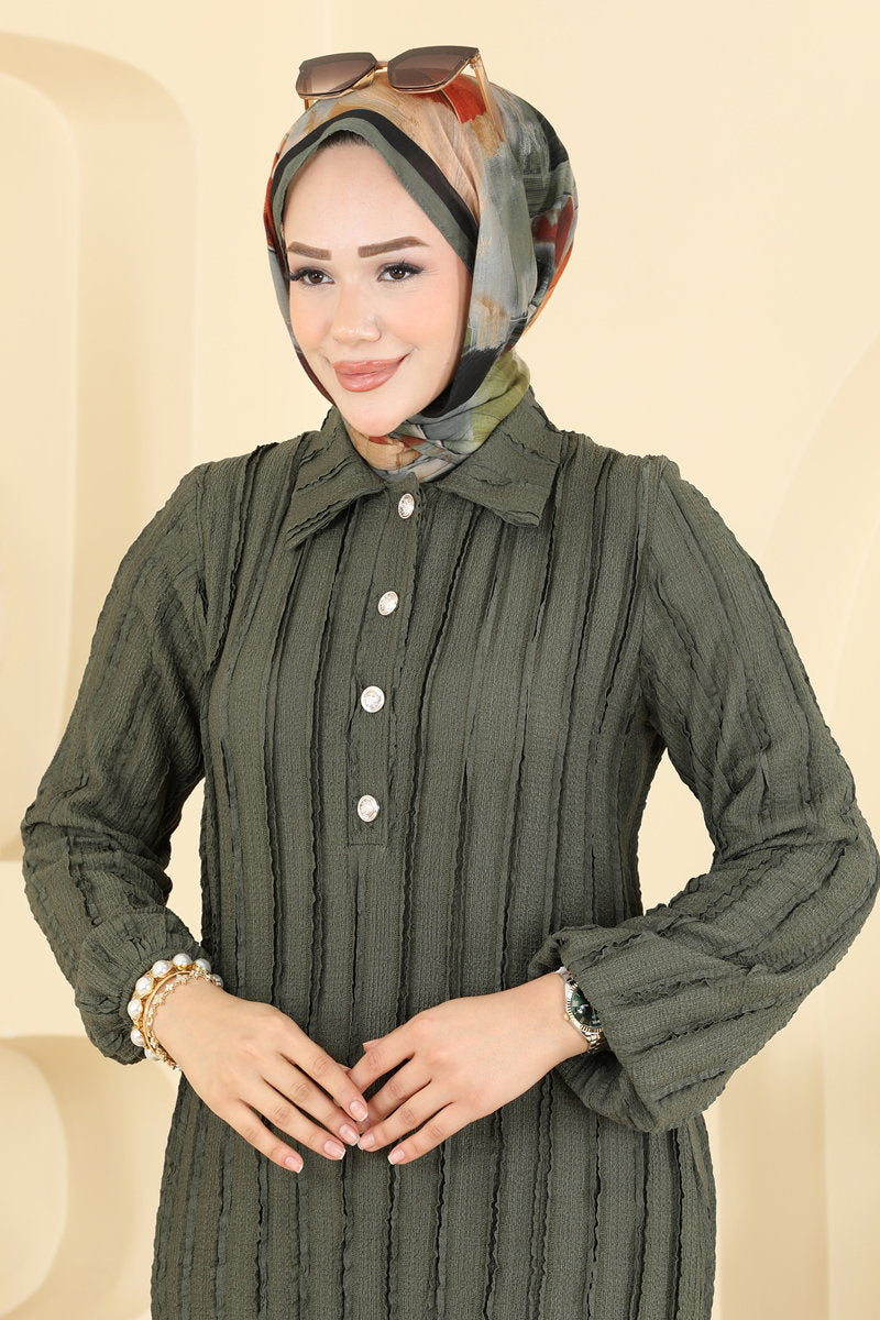 Half-Button Amazon Knit Two-Piece Set - Khaki