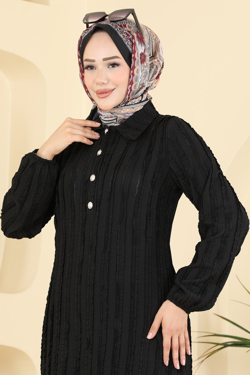 Half-Button Amazon Knit Two-Piece Set - Black