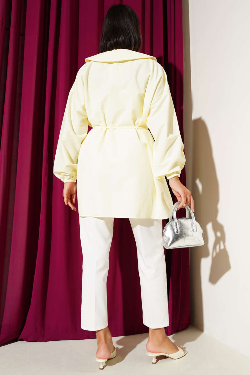 Half-Button Ribbed Tunic - Lime