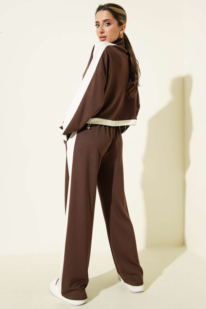 Half-Zip Loycha Sweat Two-Piece Set - Brown