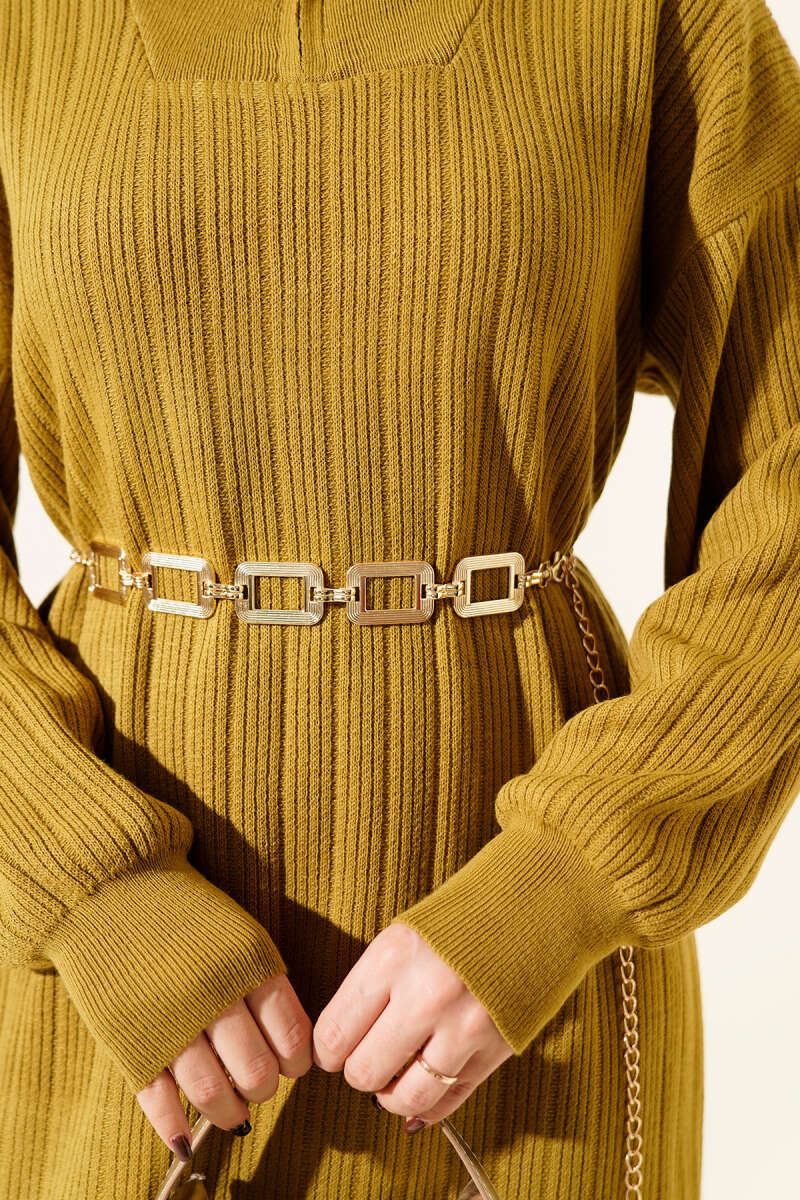 Half-Zip Ribbed Knit Dress - Olive