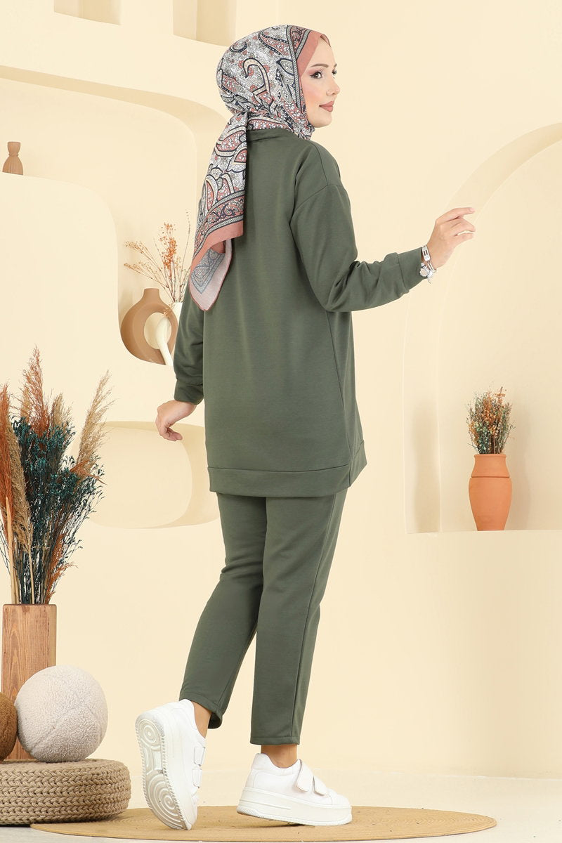 Half-Zip Two-Thread Set - Khaki