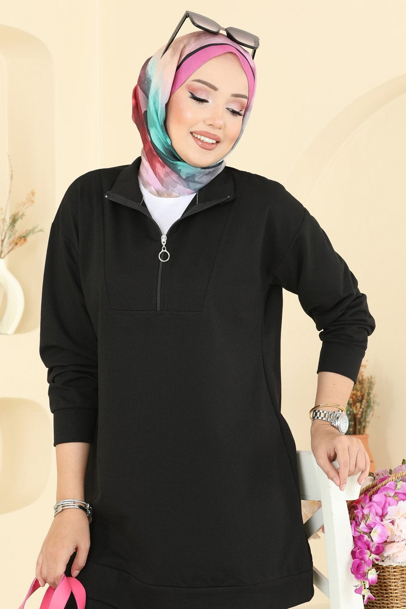 Half-Zip Two-Thread Set - Black