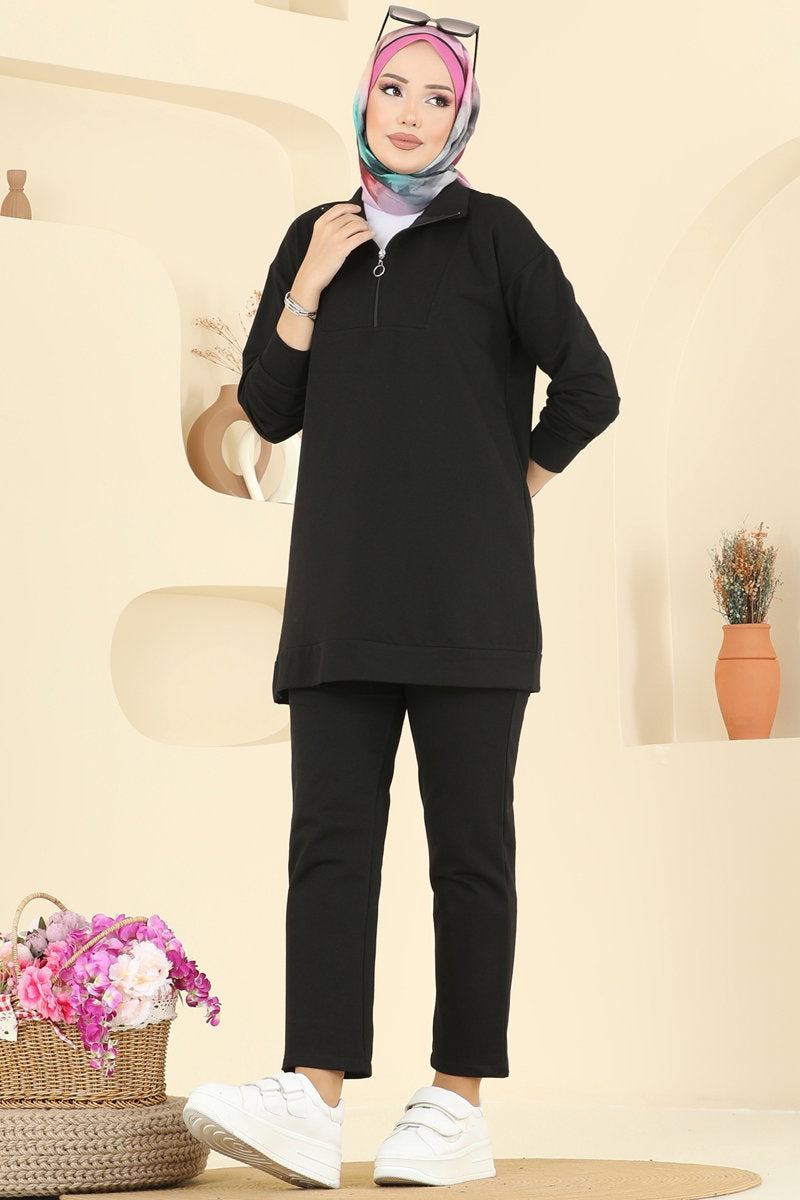 Half-Zip Two-Thread Set - Black