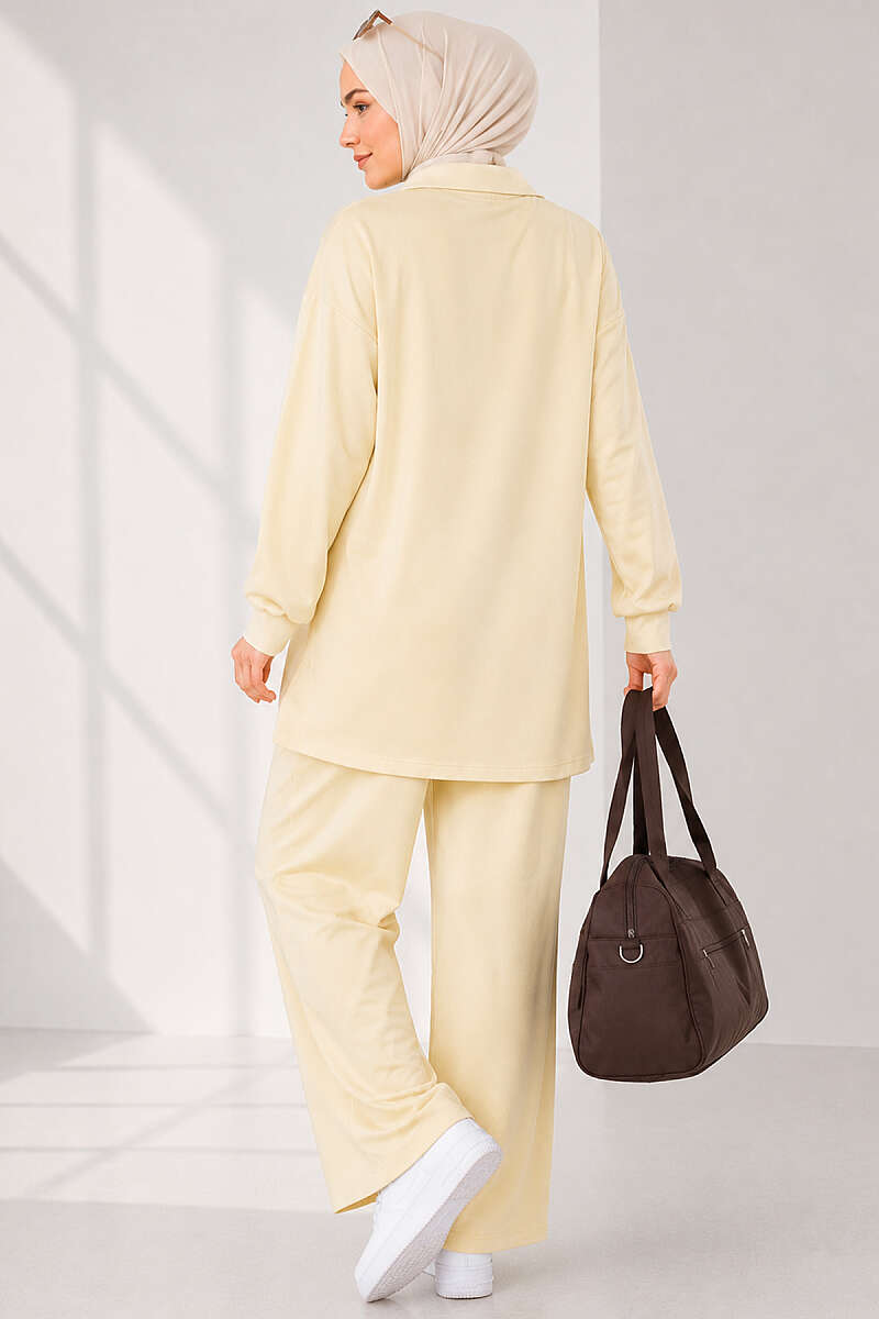 Half-Zip Jersey Tunic Two-Piece Set - Yellow