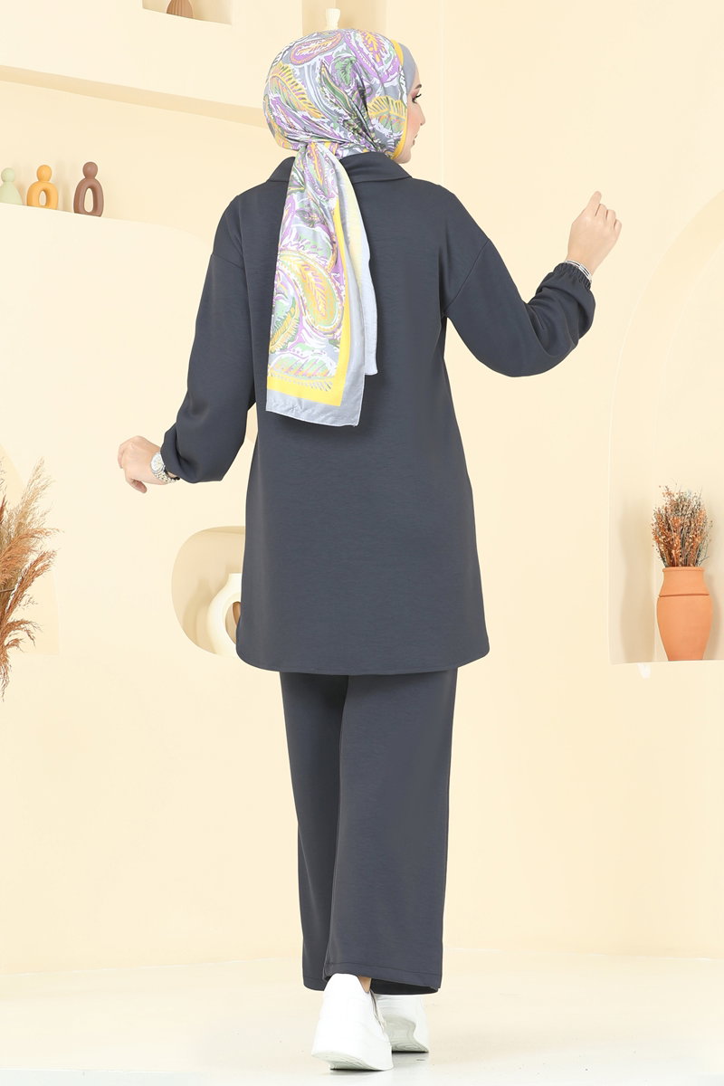 Half-Zip Modal Set - Charcoal
