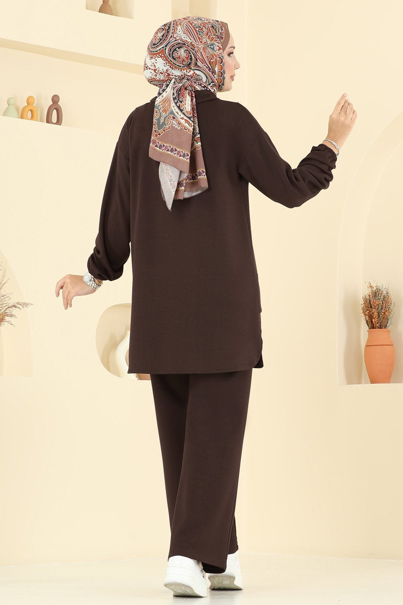 Half-Zip Modal Set - Brown