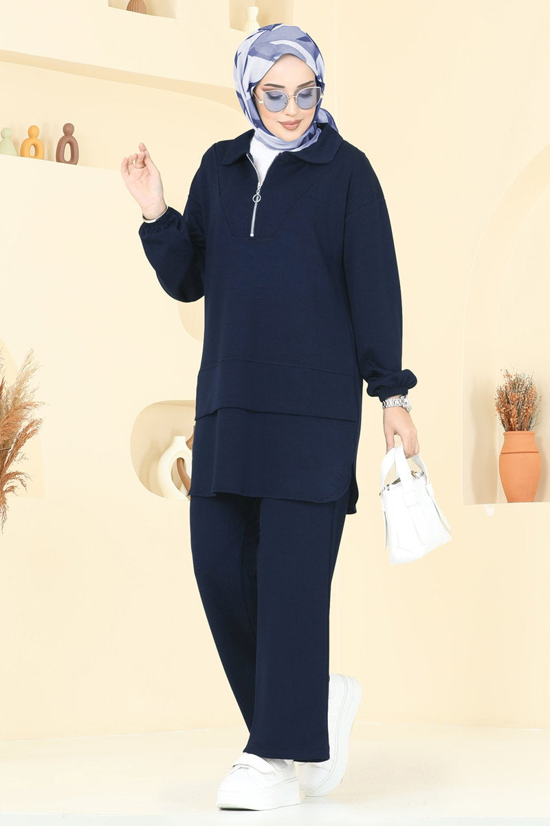 Half-Zip Modal Set - Dark Navy