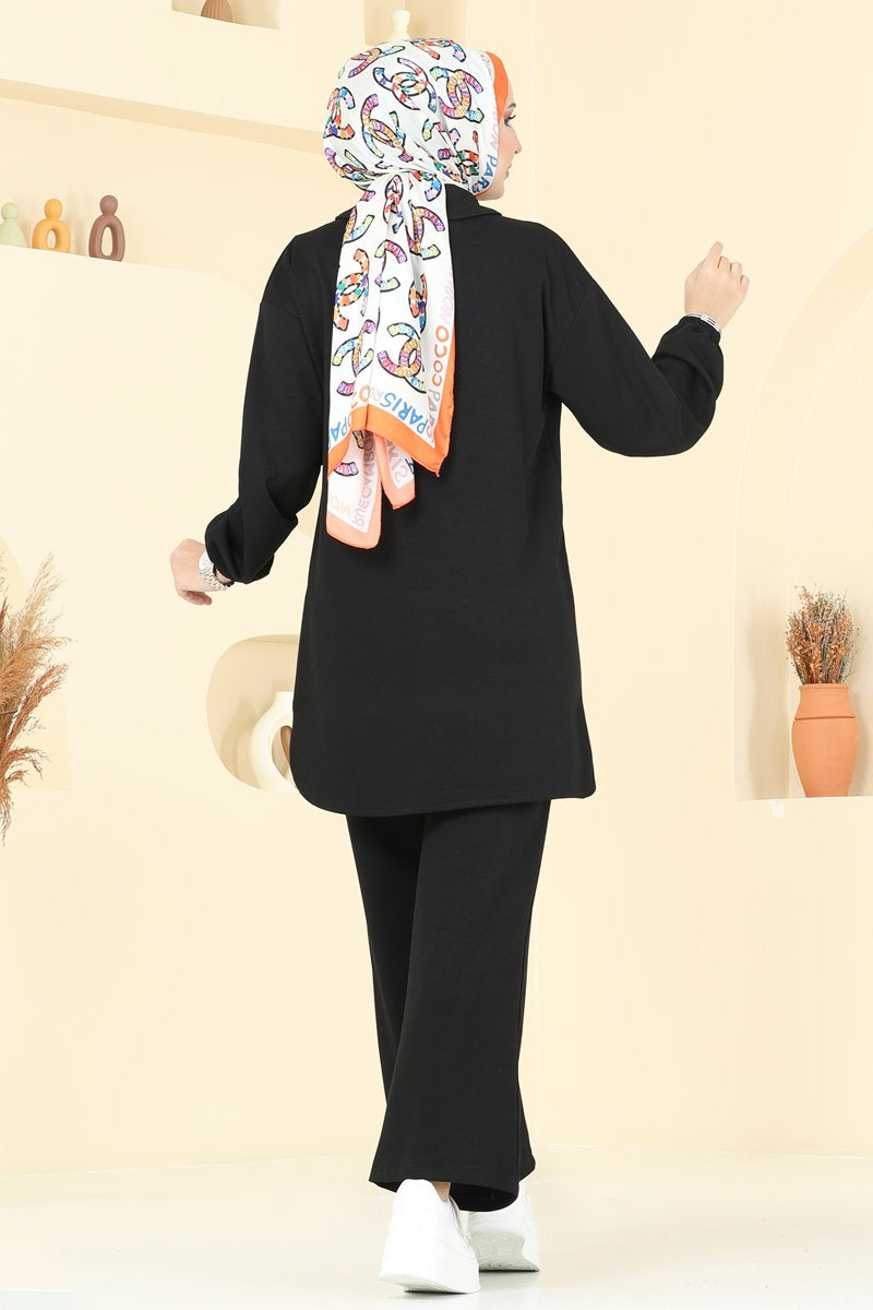 Half-Zip Modal Set - Black