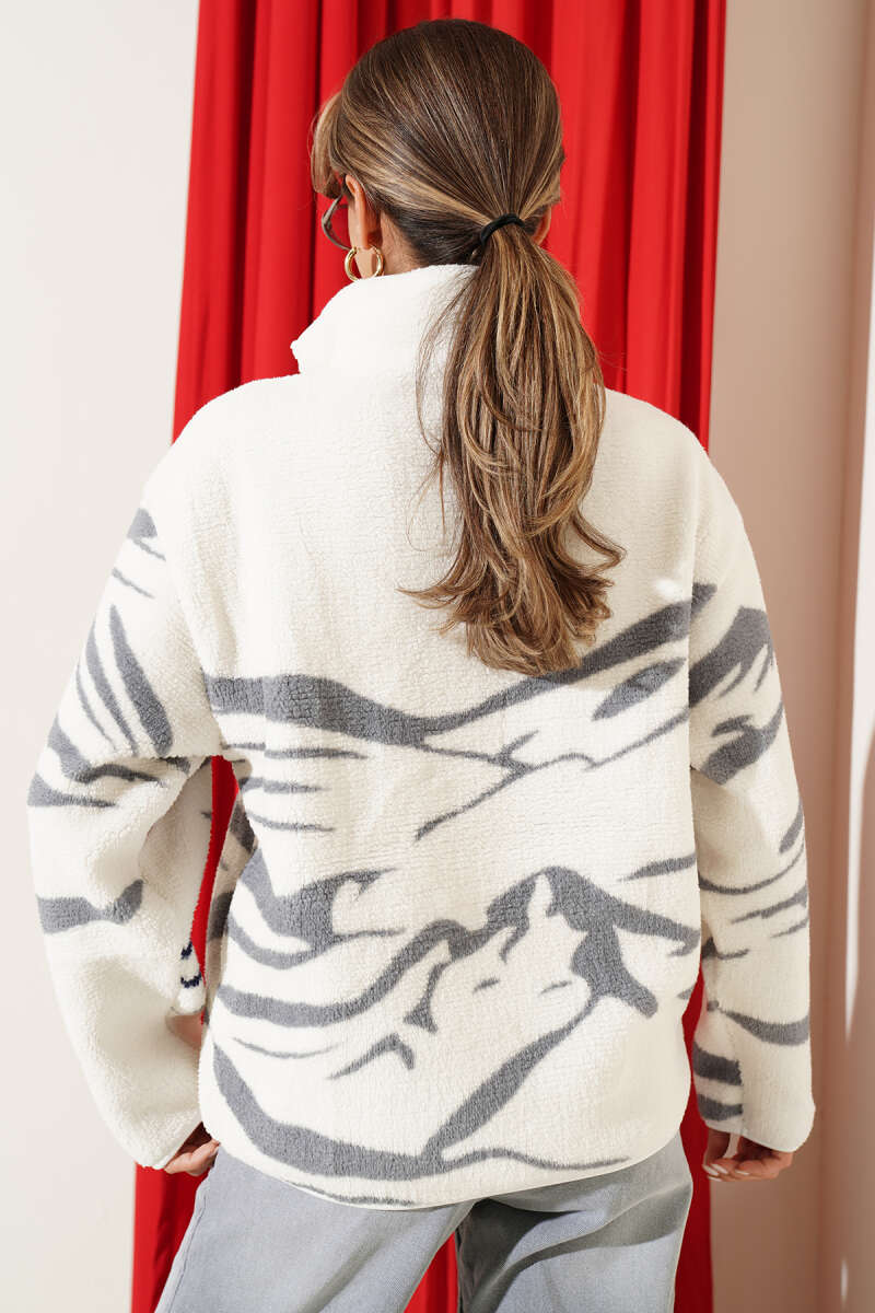 Half-Zip Fleece Sweatshirt - Ecru