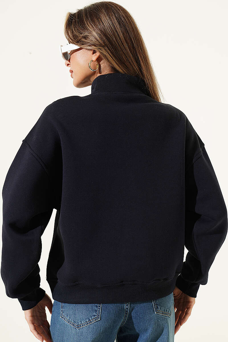 Half-Zip Portugal Print Sweatshirt - Navy
