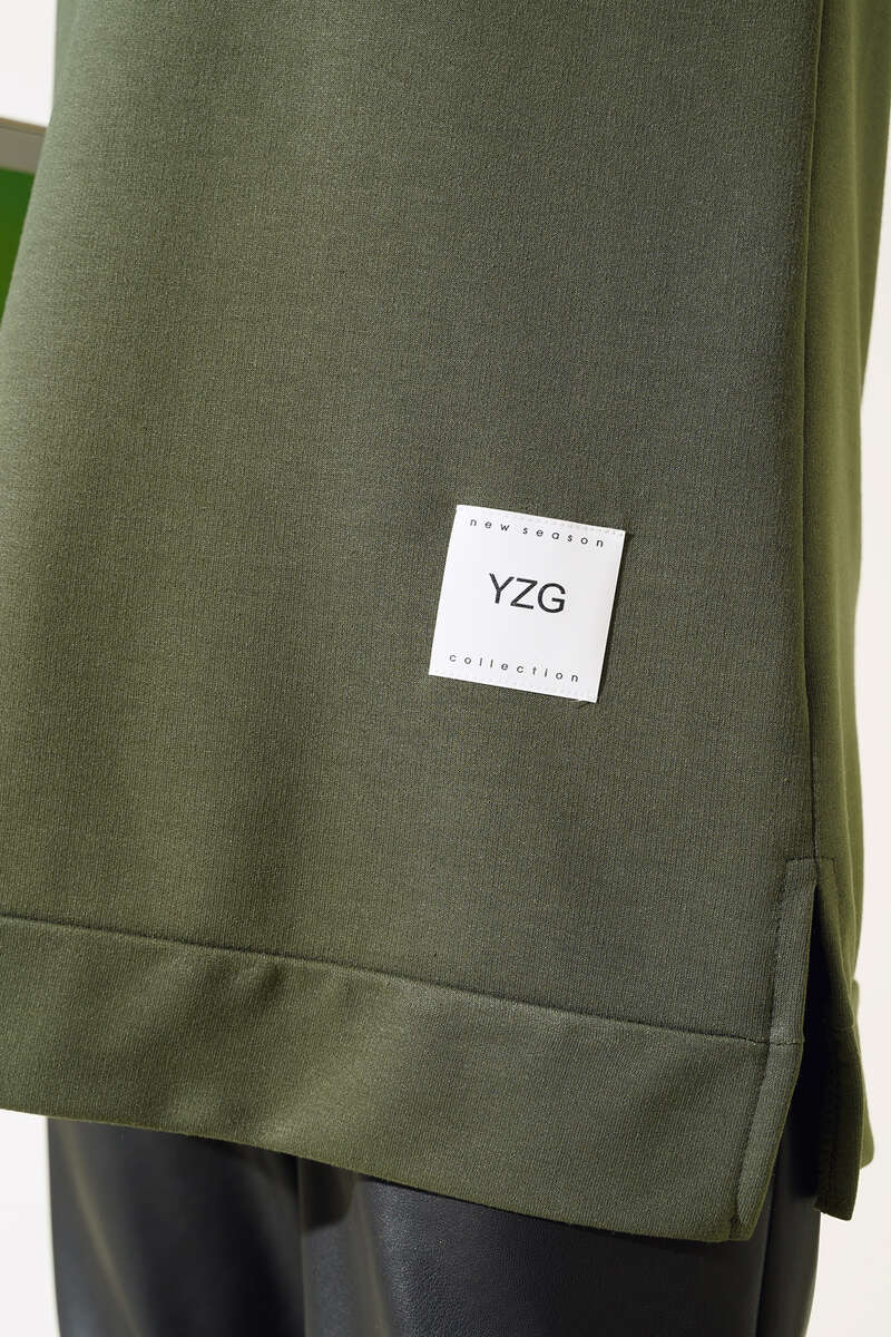 Lettering Print Tunic with Badge - Khaki