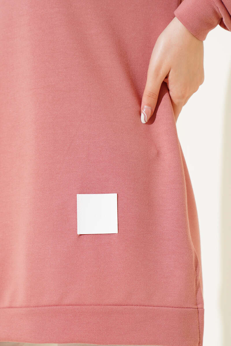 Lettering Print Tunic with Badge - Powder