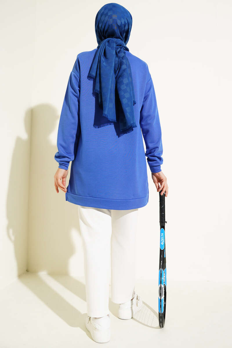 Lettering Print Tunic with Badge - Saxe Blue