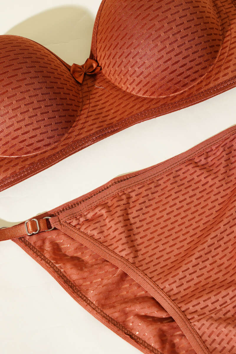 Unpadded One-Piece Bra Set - Copper
