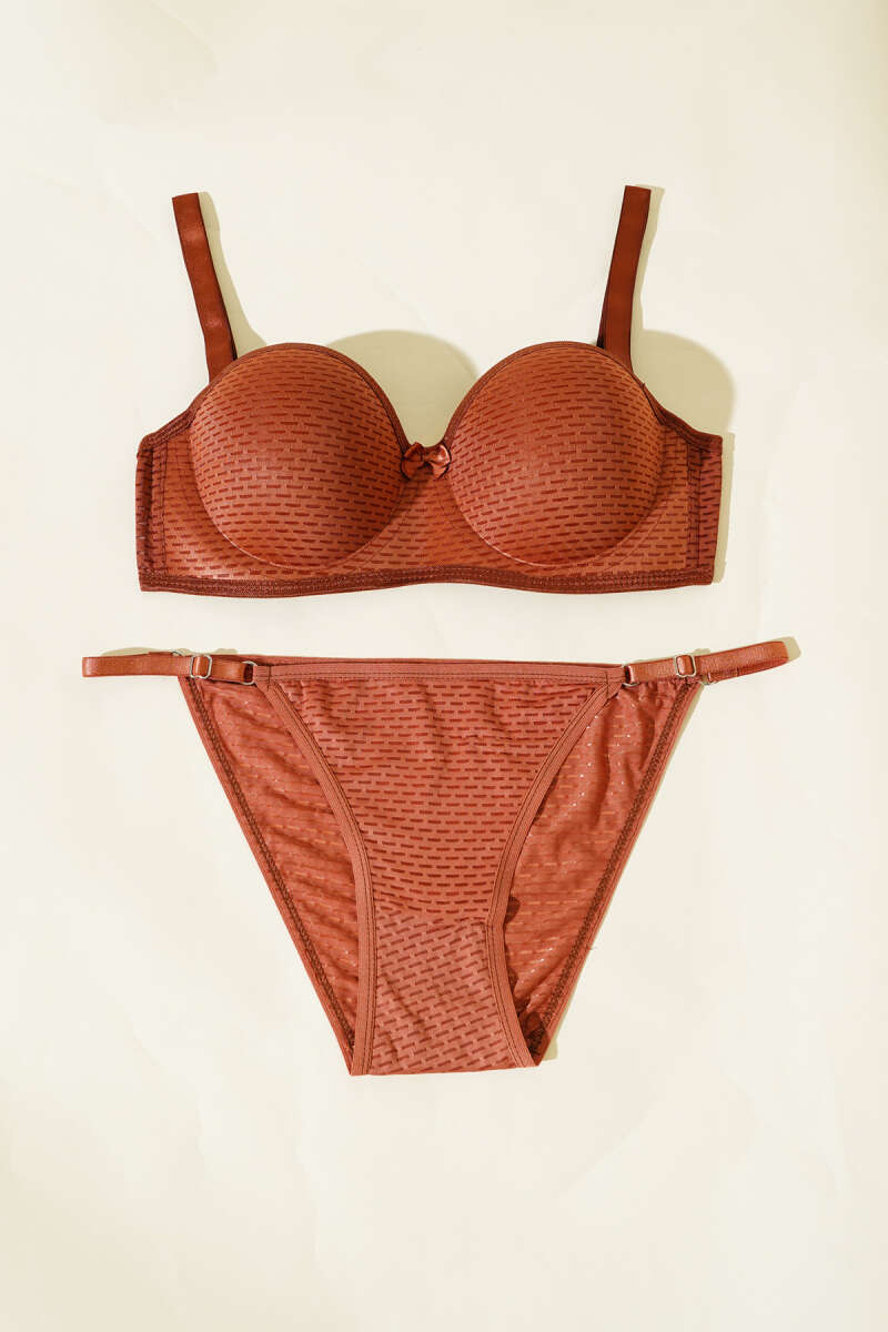 Unpadded One-Piece Bra Set - Copper