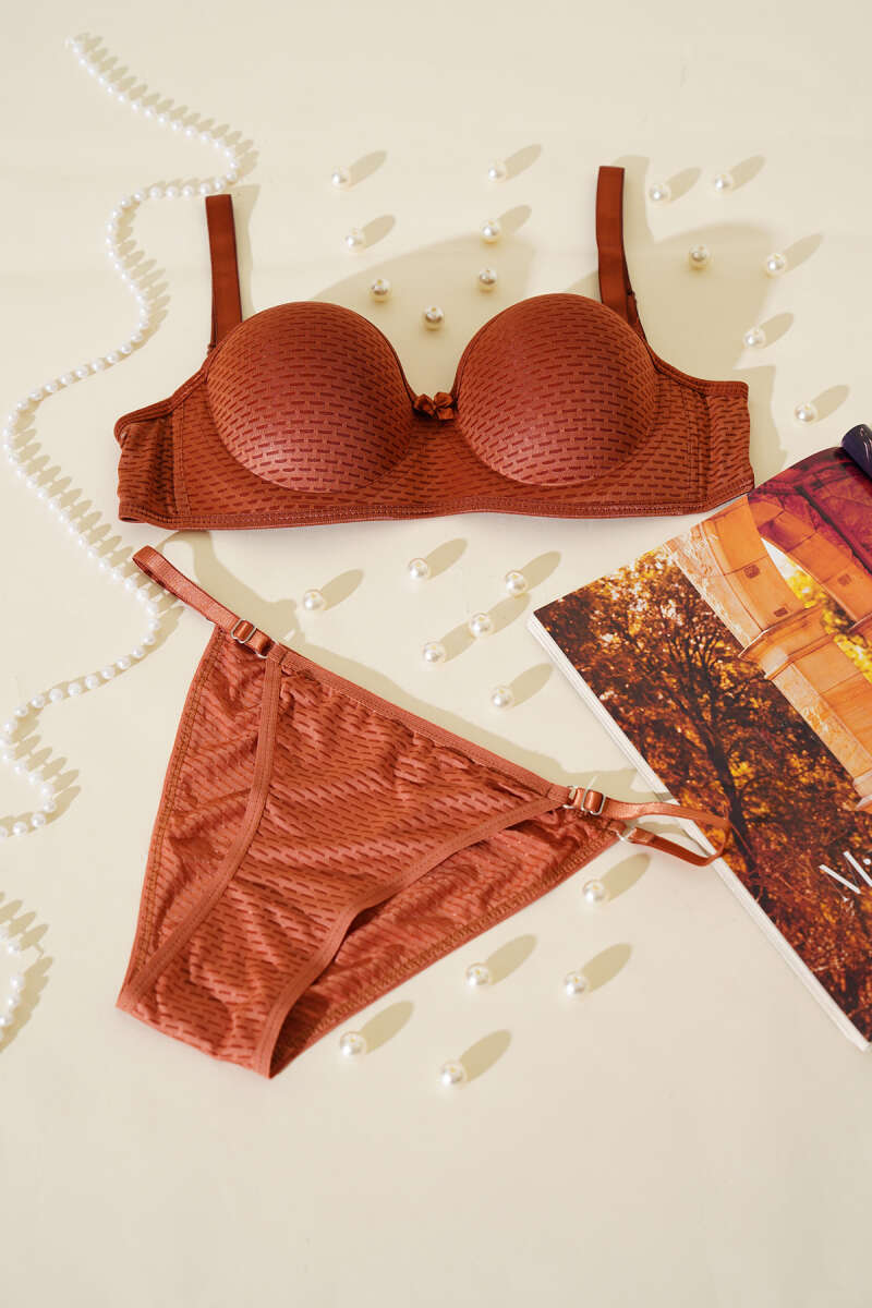 Unpadded One-Piece Bra Set - Copper