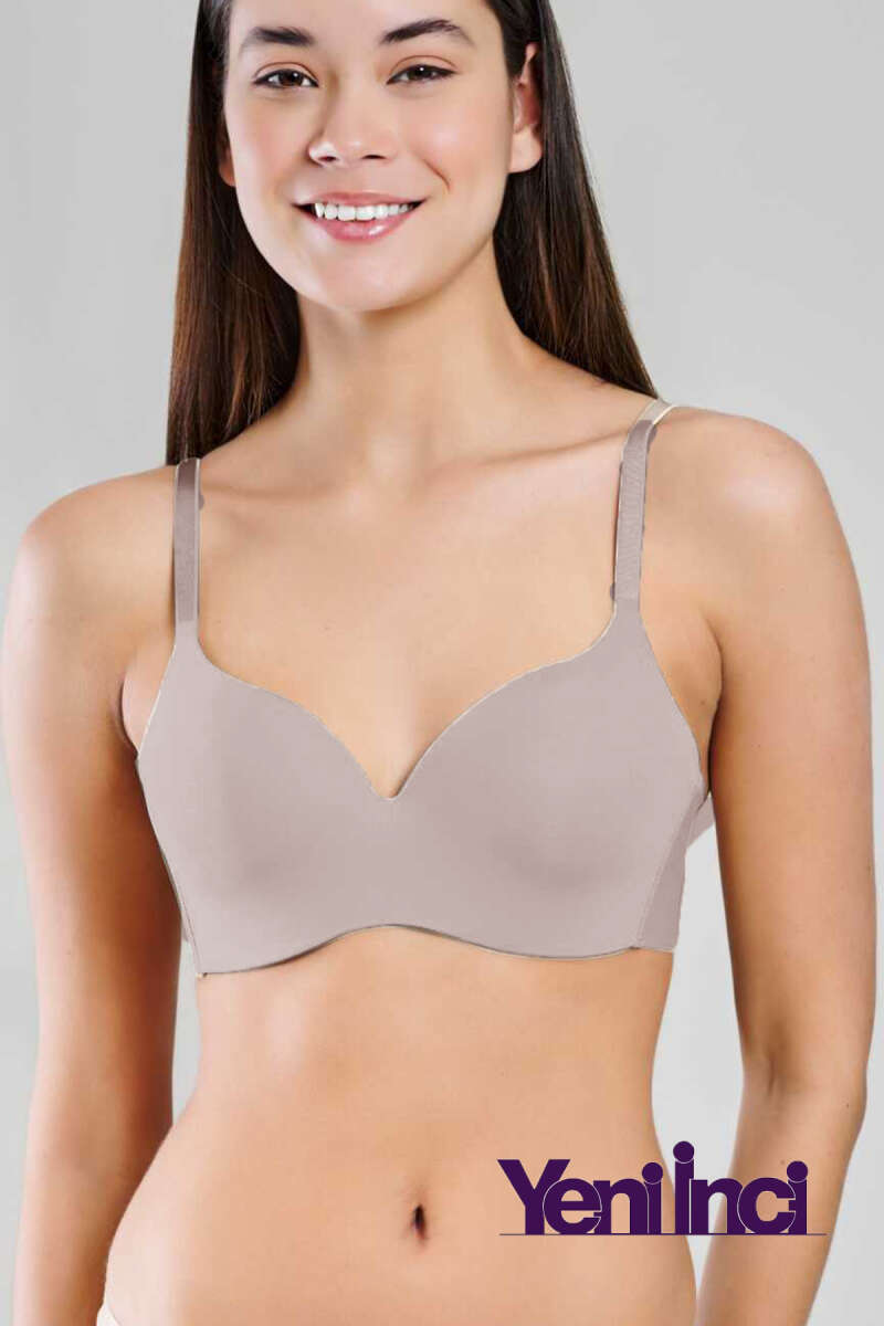 Yeni İnci Bra Woow Thin-Strap Bra - Mink