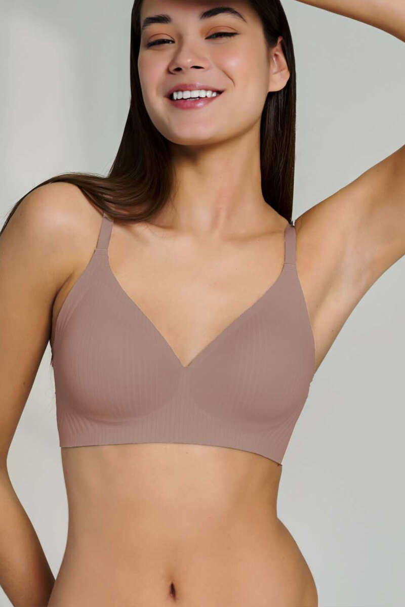 Yeni İnci Bra Woow Pinstripe Bra - Mink