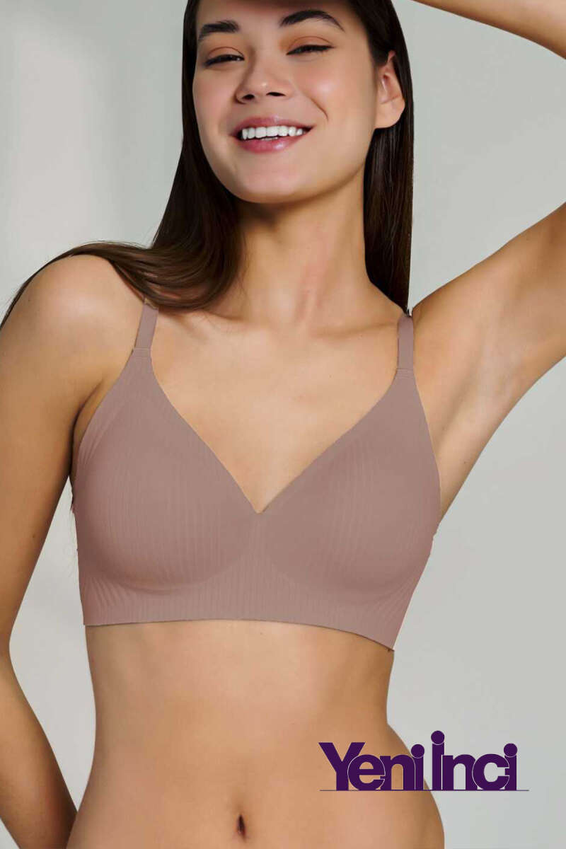 Yeni İnci Bra Woow Pinstripe Bra - Mink