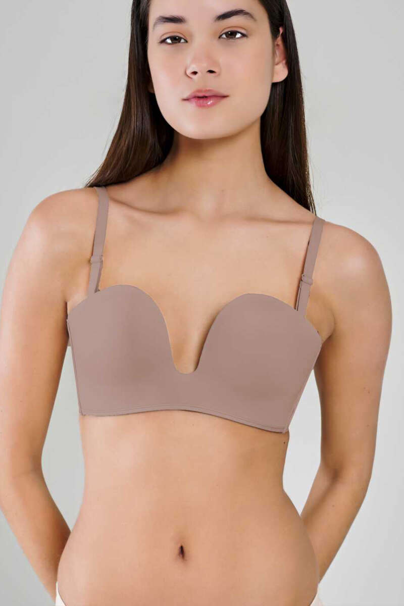 Yeni İnci Bra Woow Strapless Bra - Mink