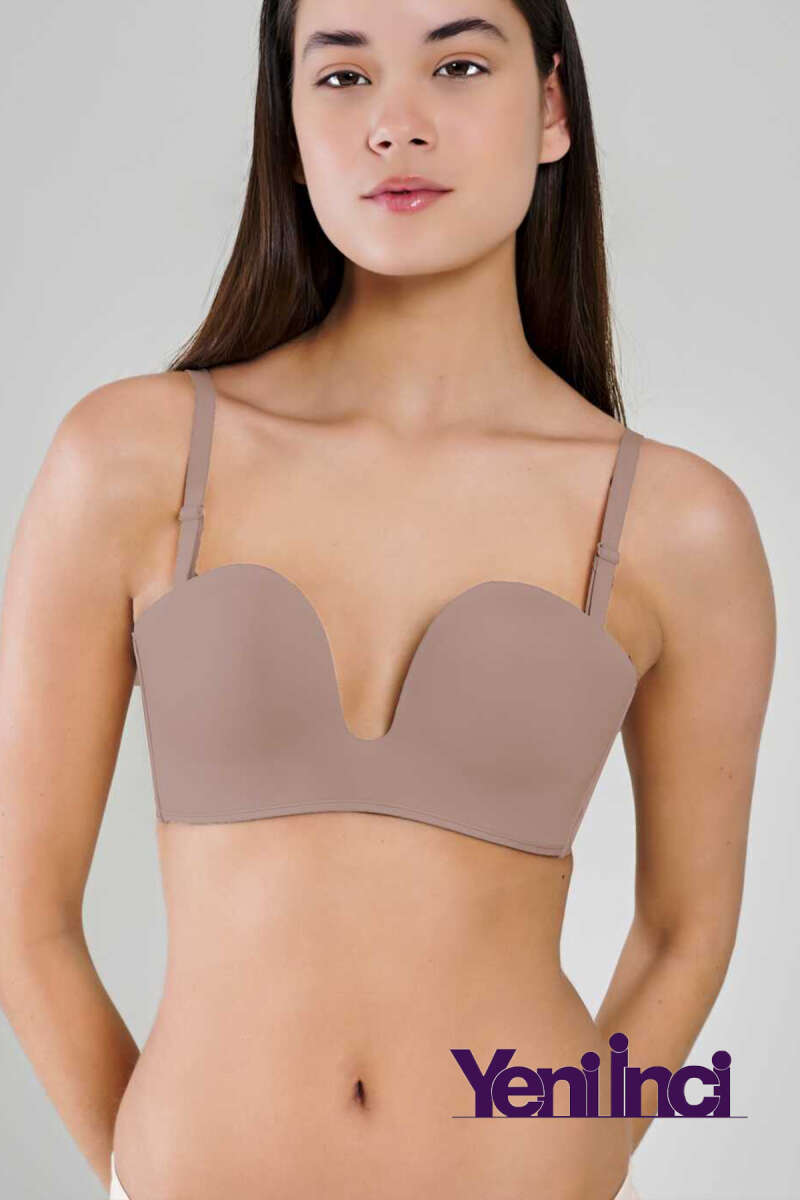 Yeni İnci Bra Woow Strapless Bra - Mink