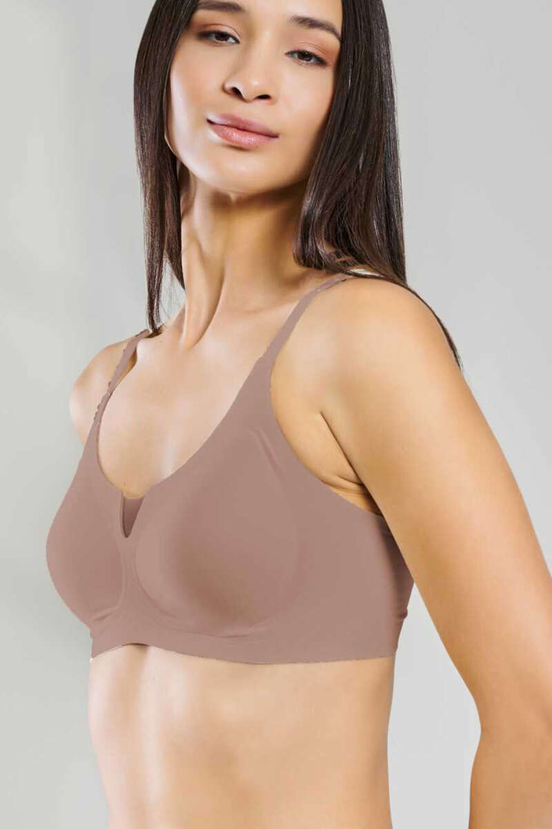 Yeni İnci Bra Woow Bra with Sheer Detail - Mink