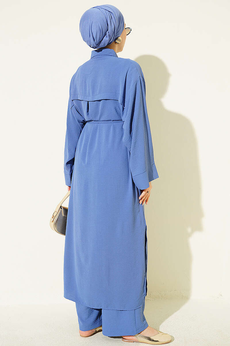 Long Tunic Two-Piece Set with Star Accessory - Indigo
