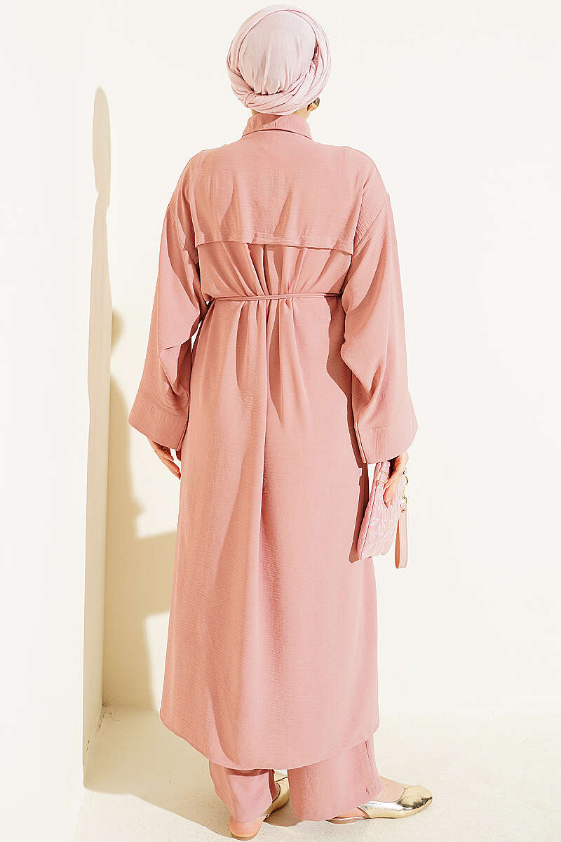 Long Tunic Two-Piece Set with Star Accessory - Powder