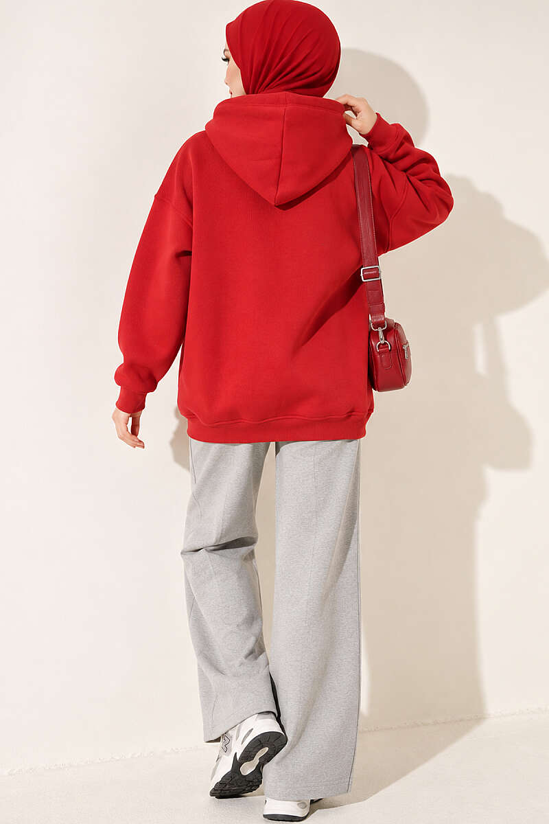 Three-Thread Sweatshirt with Star Badge - Red