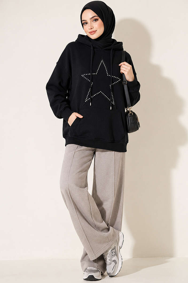 Three-Thread Sweatshirt with Star Badge - Dark Navy