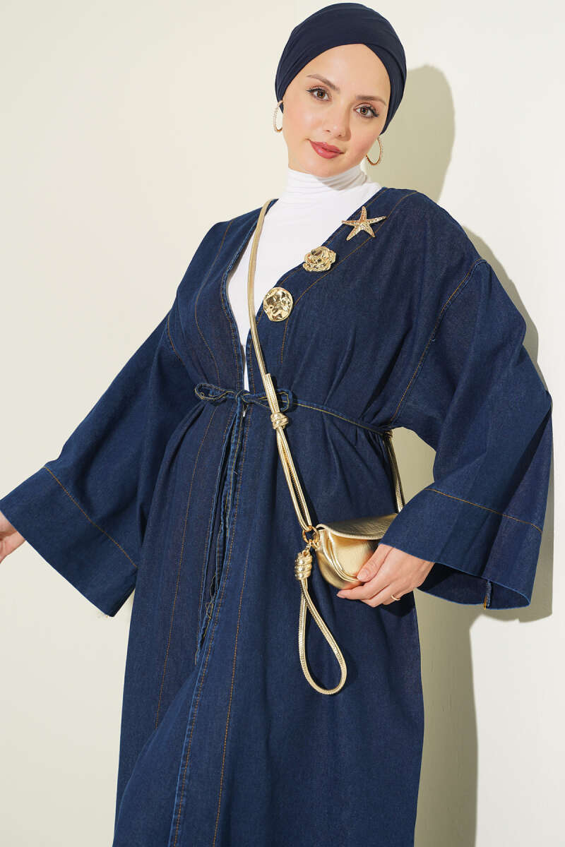 Two-Piece Set with Star Brooch - Navy