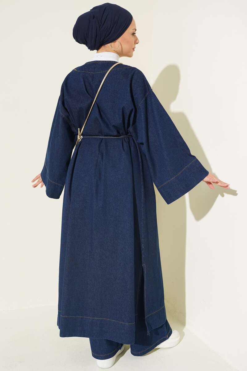 Two-Piece Set with Star Brooch - Navy