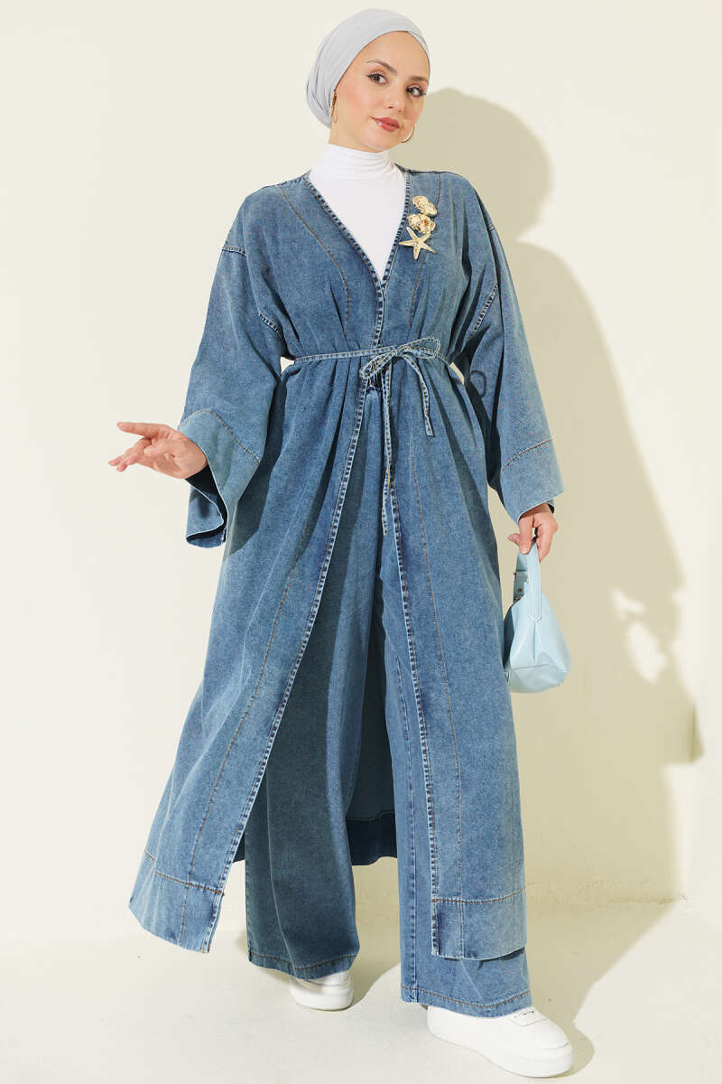 Two-Piece Set with Star Brooch - Blue