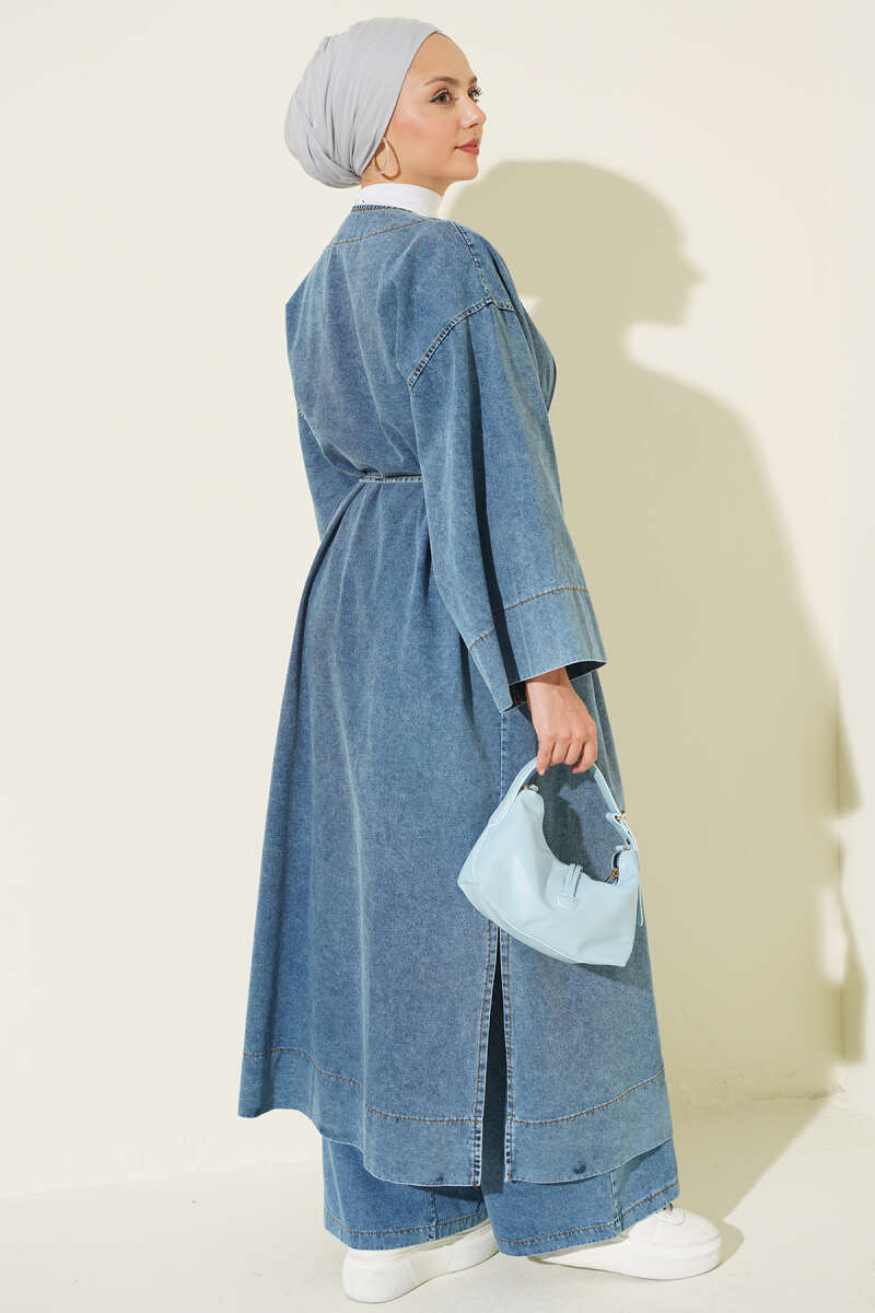 Two-Piece Set with Star Brooch - Blue