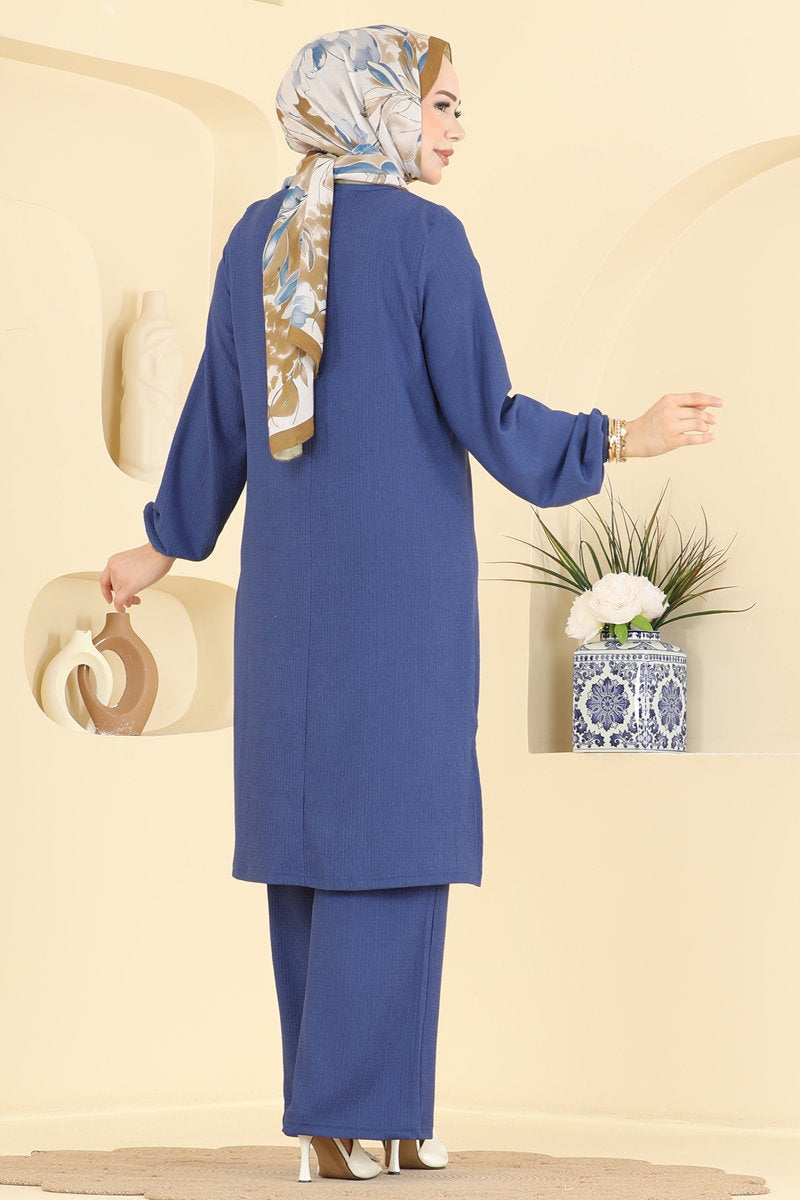 Star-Print Crinkle Two-Piece Set - Indigo