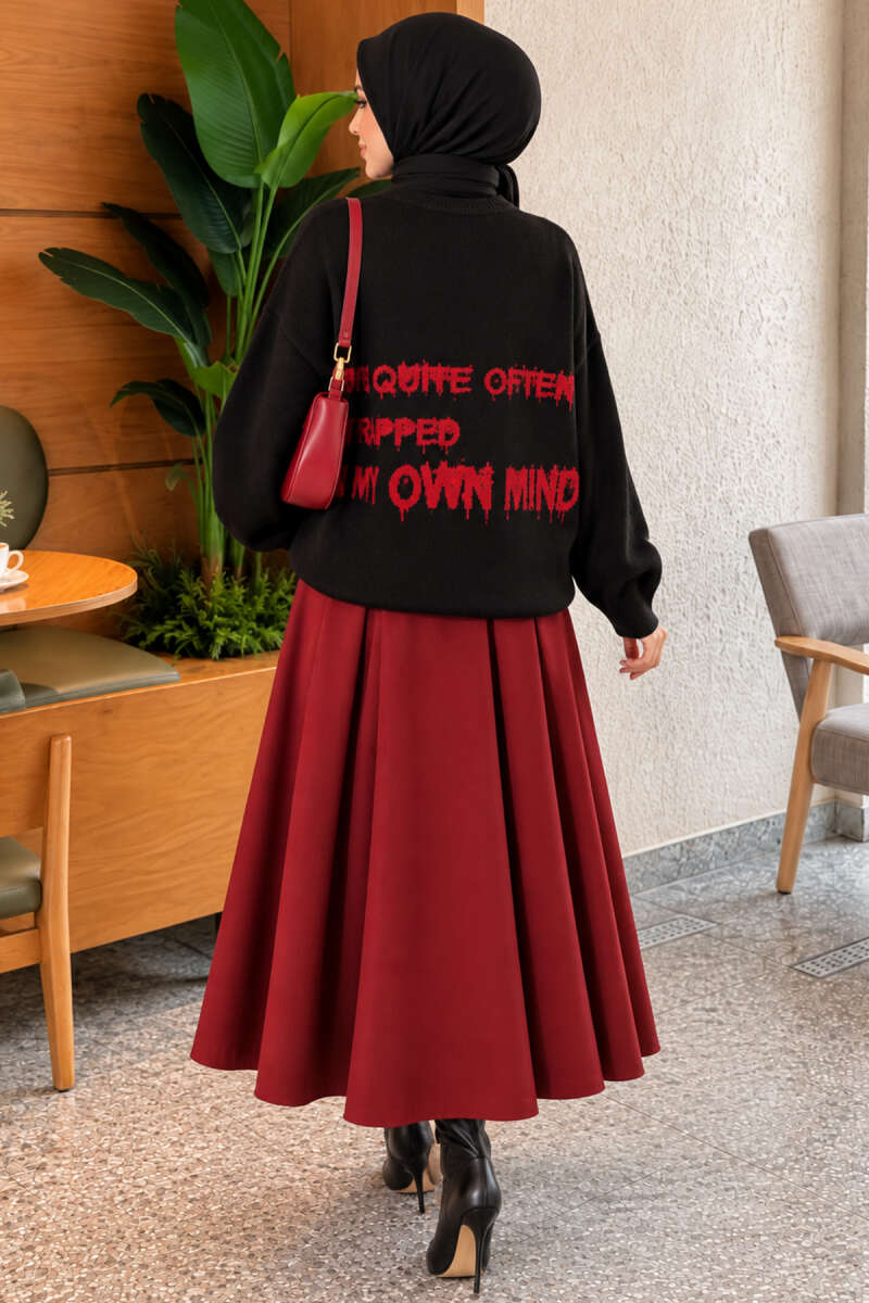 Star-Embroidered Knit Sweater - Black
